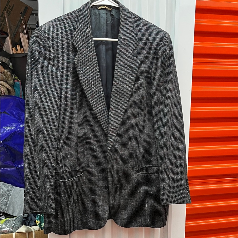 Dior Men's Black and Charcoal Herringbone Sport Coat